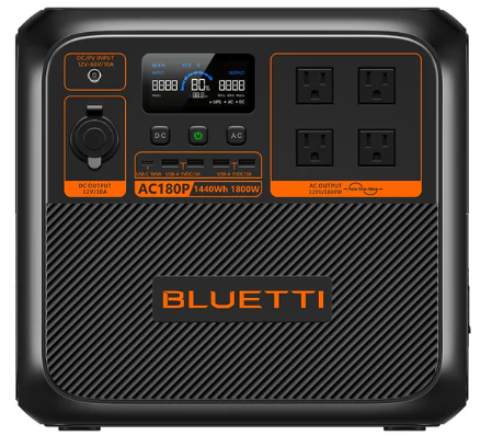 BLUETTI AC180P +200W Solar Portable Power Station 1,800W 1,440Wh 200W Solar Kit
