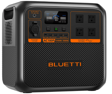 BLUETTI AC180P Solar Portable Power Station 1,800W 1,440Wh