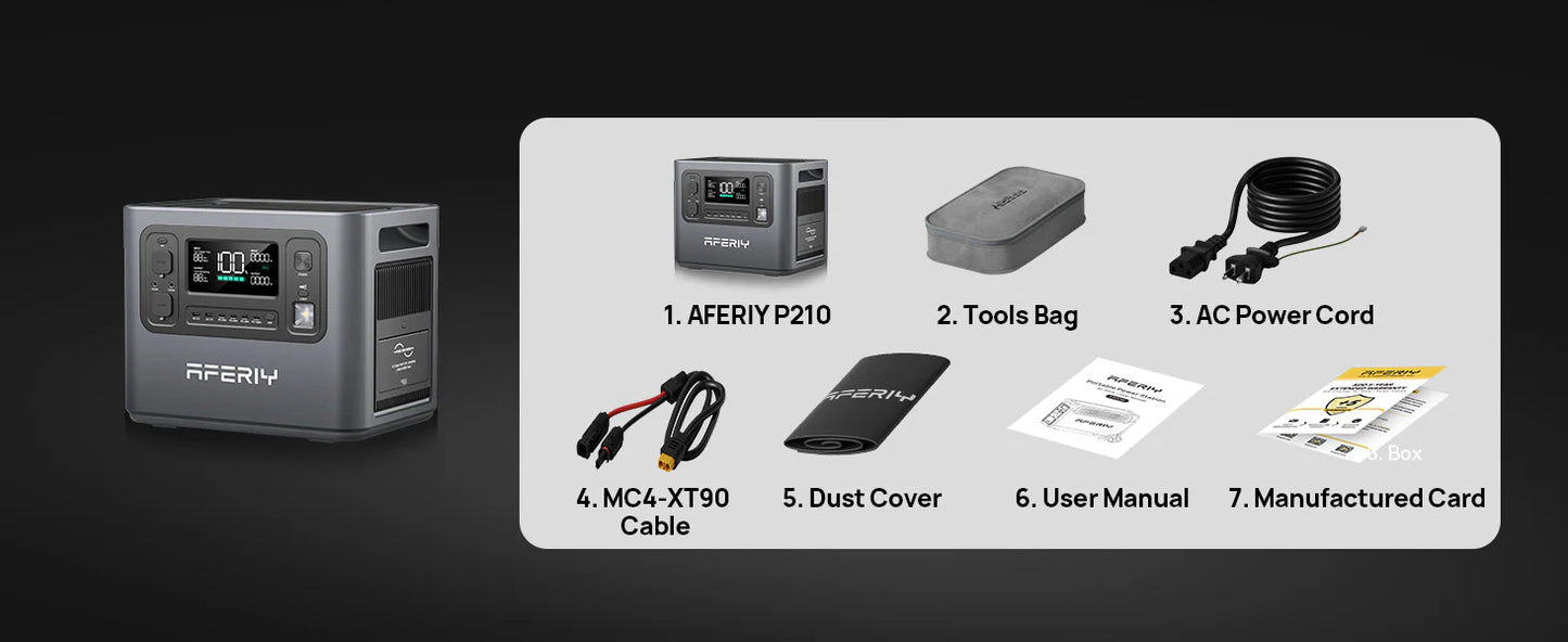 AFERIY P210 Portable Power Station2400W, 2048Wh, APP | 200W Solar Input*2