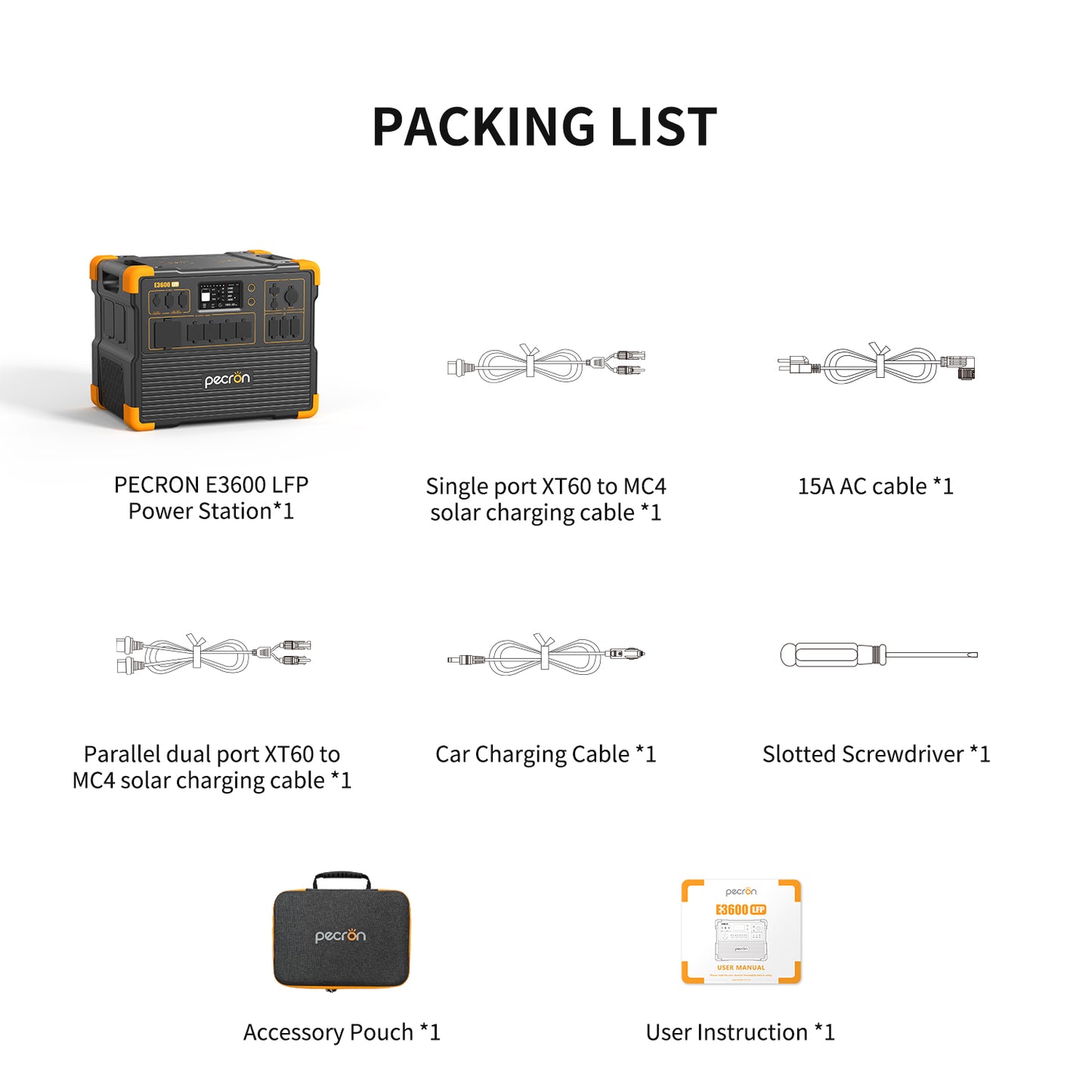 PECRON E3600LFP+Portable Power Station+ E3600LFP+2*EP3000-48V