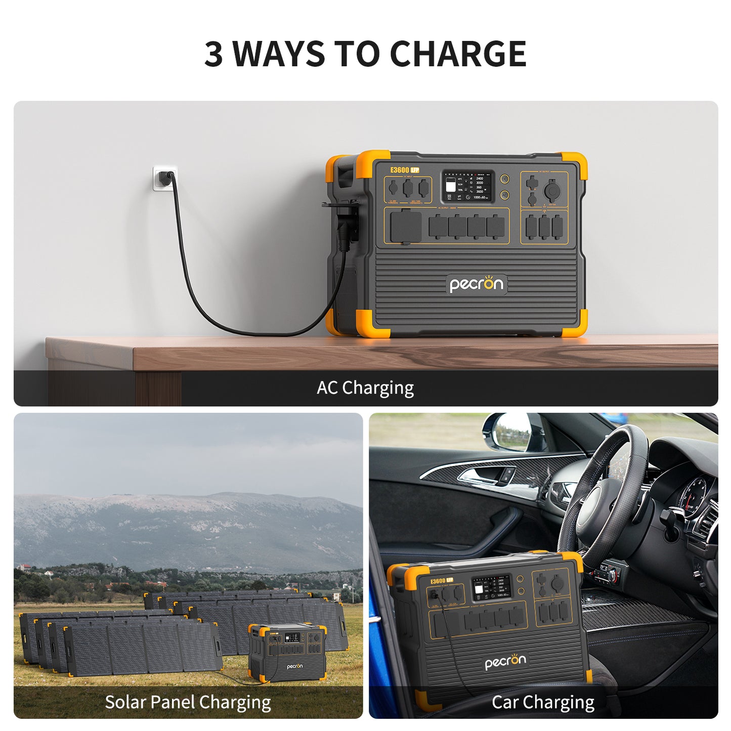 PECRON E3600LFP+Portable Power Station+ E3600LFP+2*EP3000-48V