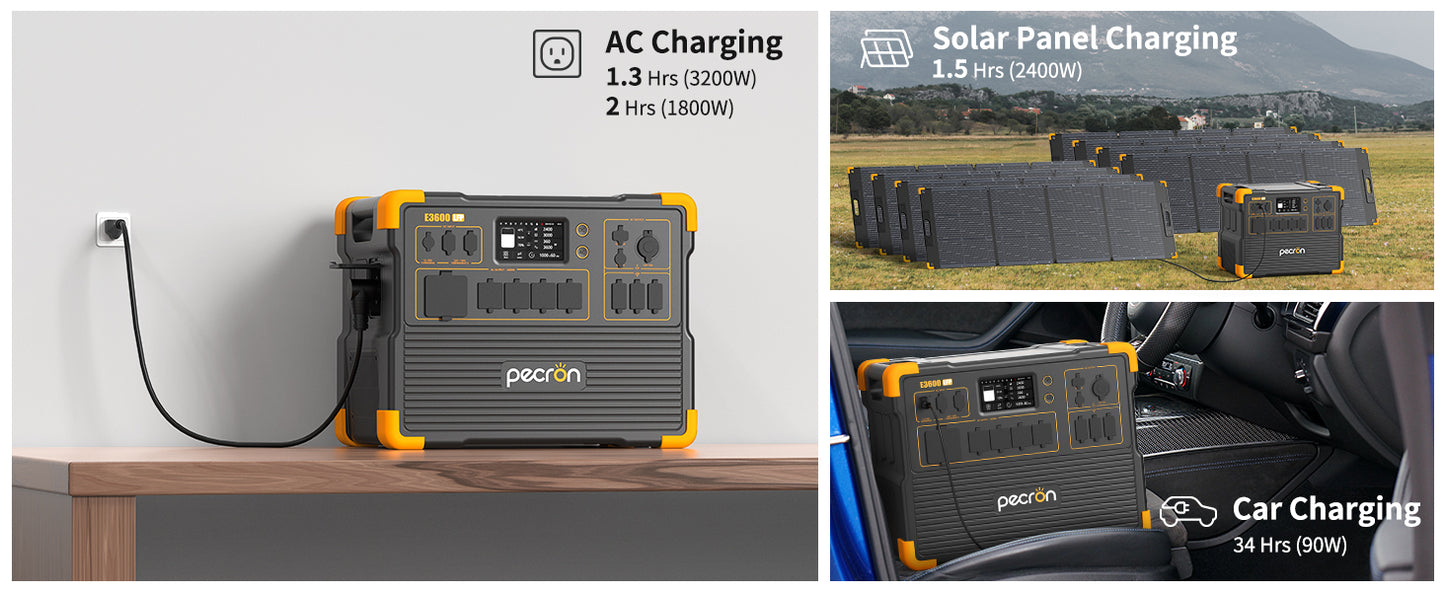 PECRON E3600LFP+Portable Power Station+ E3600LFP+2*EP3000-48V