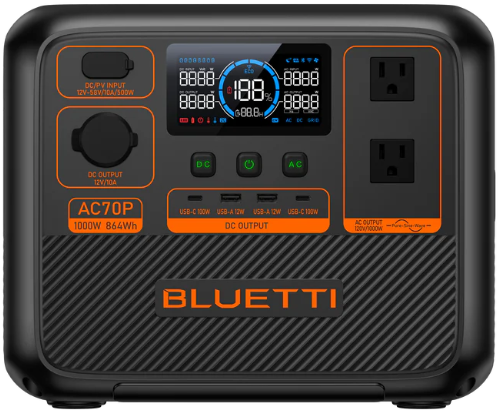 BLUETTI AC70P Portable Power Station 1000W 864Wh