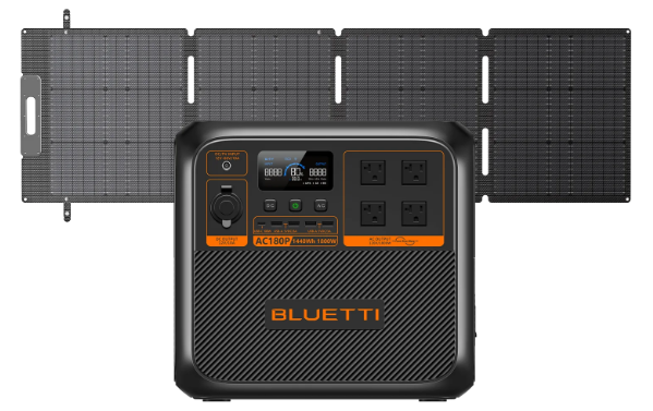 BLUETTI AC180P +200W Solar Portable Power Station 1,800W 1,440Wh 200W Solar Kit